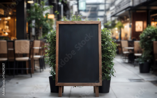 blank sign board copy space or menu board in outdoor restaurant ai generated