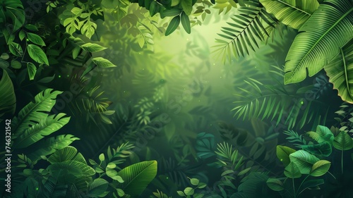 Natural leaves, green tropical forest, photo concept.