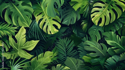 Natural leaves, green tropical forest, photo concept.