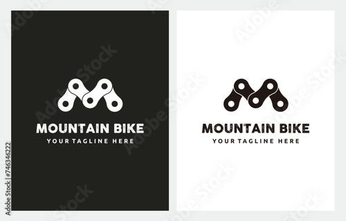 Mountain Bike Gear Chain M logo design combination