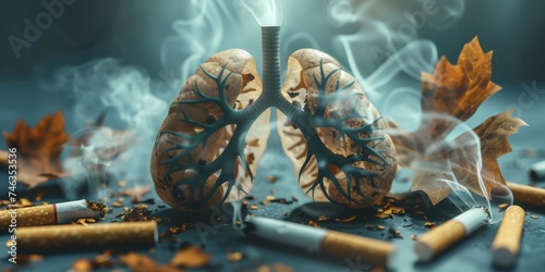 smoking destroys the lungs concept Generative AI