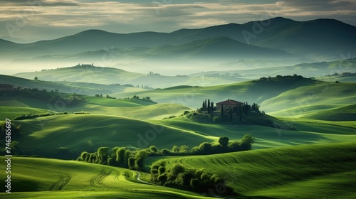 Green toscana hills beautiful Italy landscape