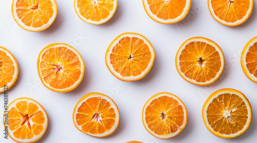 Oranges with segments on a white background.