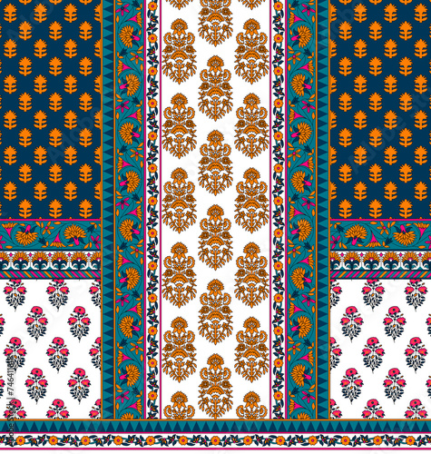 A beautiful Geometric Ornament Ethnic style border design handmade artwork with Design for fashion , fabric, textile, wallpaper, cover, web , wrapping and all prints 
