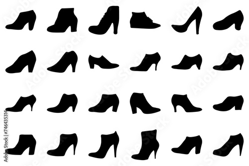 Icon set of women shoe silhouette