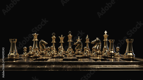 Ornate chessboard with a knight and pawns, a classic strategy game with detailed pieces.