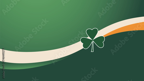St Patrick's day flat vector illustration with clover, cauldron, and hat. Green background. Can be used for banners, posters, backgrounds, landing pages, greeting cards, covers, etc.