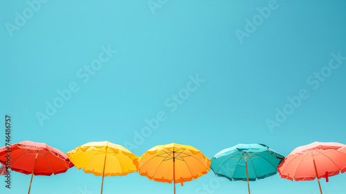 Summer Spectrum: Row of Colorful Beach Umbrellas
