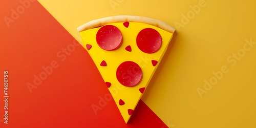 pizza on a red and yellow background