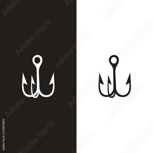 Triple fishing hook with feather icon. Simple illustration of triple fishing hook with feather vector icon for web design isolated on white background 