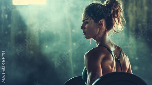 Female Fitness Model in Focus. Fictional Character Created By Generated By Generated AI.