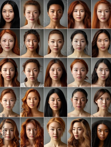 Group of Asian people, photo collage of diverse women from Asia: many ladies from China, Taiwan, Hong Kong, Japan, Korea, Thailand, Vietnam, Myanmar, Cambodia, Laos, The Philippines, Singapore, etc.