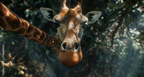 Close Up of Giraffes Head and Neck
