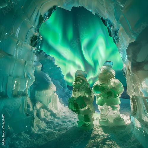 leprechaun inside of a igloo in the south pole