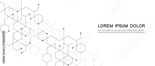 abstract background with connected hexagons and dots,Banner design