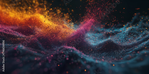 Dynamic particle simulation with fluid motion and vibrant colors.