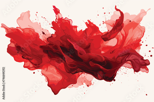 an abstract image in red and purple and pink on a matte white background