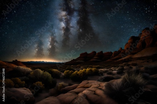 A time-lapse of the night sky, capturing the celestial dance above the national park.