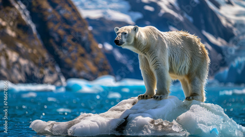 ours polaire isolé sur un petit iceberg à la dérive