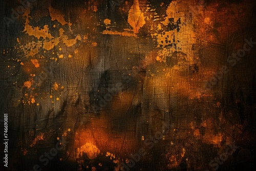 Abstract fiery gradient background with spots and grungy texture.