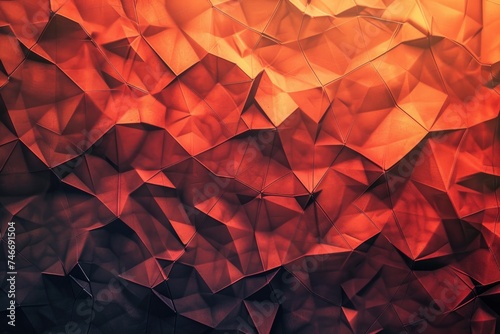 Abstract geometric background with fiery colors and metallic design.