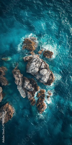 Luftaufnahme, Ozean trifft auf Felsen