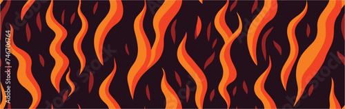 Flat style, vector illustration. Hand drawn brush graphic design. Fire - vector. Flame fires isolated vector. Design element. Fire. Fire icon se. Cartoon fire flame frame borders. Seamless.