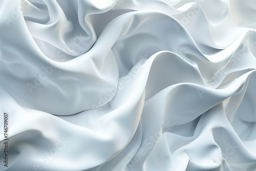 3d render, abstract background with folded textile, white cloth macro, fashion wallpaper wavy layers
