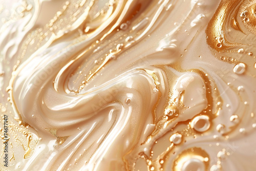 Oily and creamy emulsion, macro background 