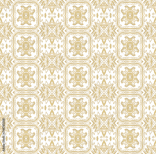 Golden ornamental texture, woven laced abstract pattern on white background