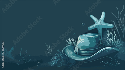 cap of the sea isolated background illustration vect
