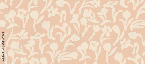 Peach fuzz tulip Flowers Seamless boho pattern