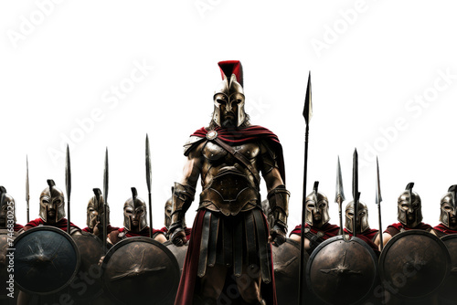 Spartan Phalanx Formation with Warriors Standing Strong Isolated on Transparent Background