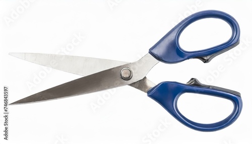 Blue scissors isolated clipping path white background 