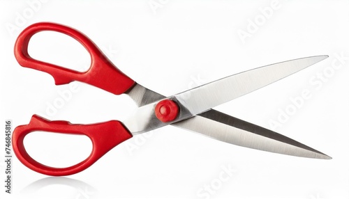 Red scissors isolated clipping path white background