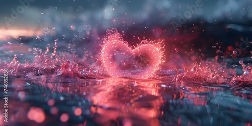 Digital love A pink heartbeat pulsing on screen in romantic harmony. Concept Romantic Technology, Love in the Digital Age, Pink Heartbeat, Virtual Romance, Screen Love