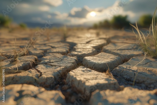 Dry cracked soil due to severe drought