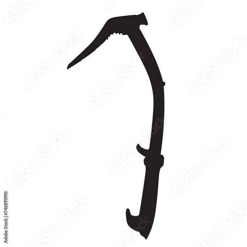 A silhouette of an ice axe