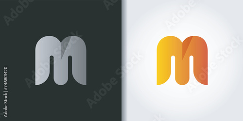 rounded letter m logo set
