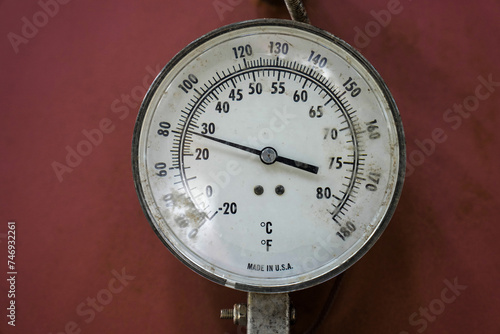 Old round temperature gauge