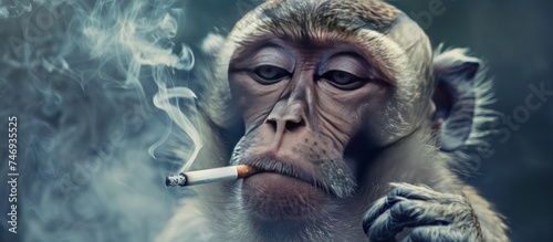 Trendy style Smoking Monkey illustration