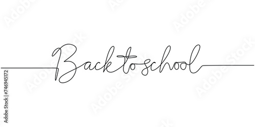 Back to school hand drawn one line drawing lettering. Vector illustration typography minimalist