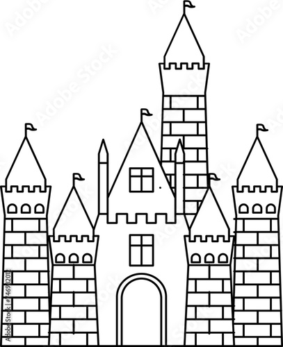 Disneyland Resort or Park Icon in Black Line Art.