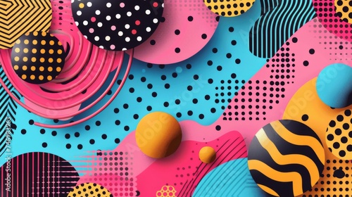 A symphony of soft pop-art shapes and swirls creates a mesmerizing visual feast for the eyes