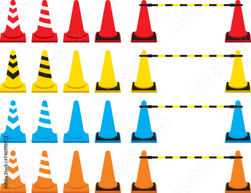 Illustration set of flat design color cone