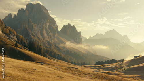Passo Gardena mountain landscape.