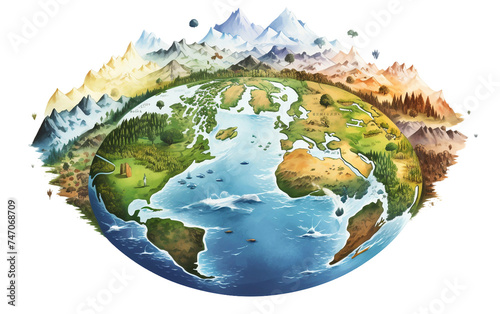 Earths Climate Zones Illustrated with Images of Tropics Isolated on Transparent Background PNG.