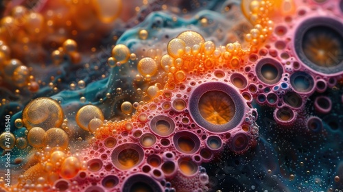 Colorful Bacterial Cultures Flourishing in Petri Dish
