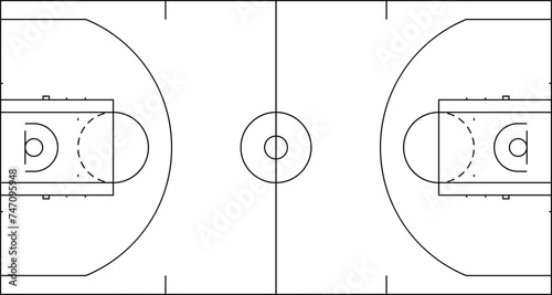 Basketball court icon, basketball court dimensions lines, Basketball court markup, basket field vector illustration