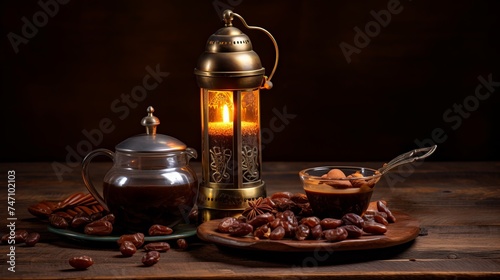 Arabian Coffee traditional set with lantern and dates